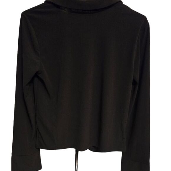 Zara Long Sleeves Gathered Blouse with Ties In Front bottom Black Size Medium - Picture 3 of 6